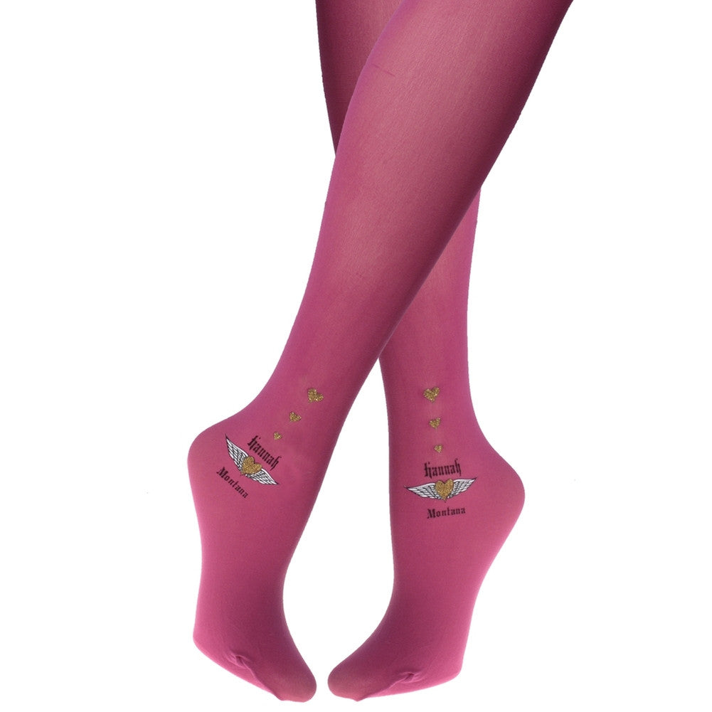 Hannah Montana - Gold Hearts Magenta Girls Fashion Tights Youth Tights Hannah Montana 10 Pink 