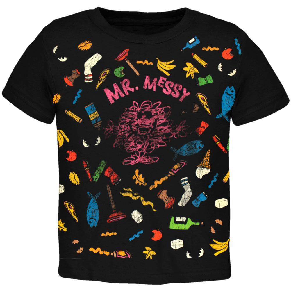 Mr. Men - Mr. Messy Garbage Juvy T-Shirt Juvenile T-Shirts Mr. Men & Little Miss J4 Black 