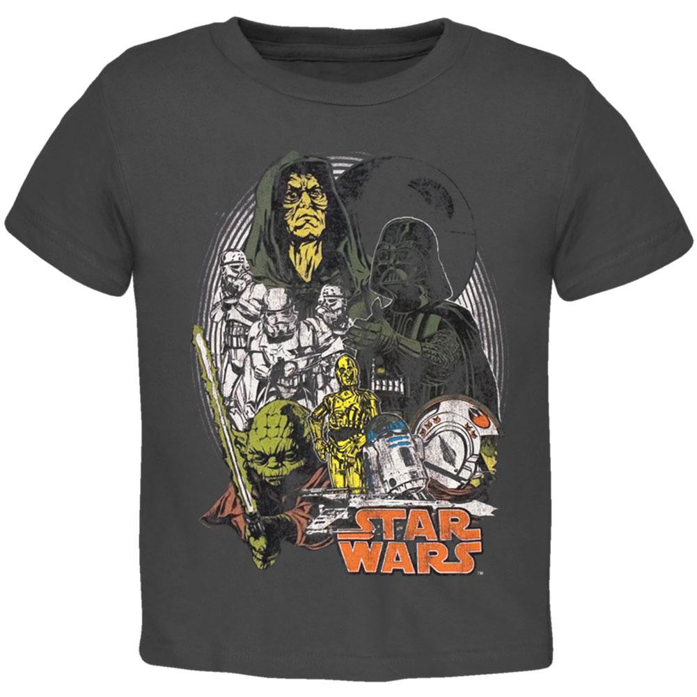 Star Wars - Group Distressed Juvy T-Shirt Juvenile T-Shirts Star Wars J4 Grey 