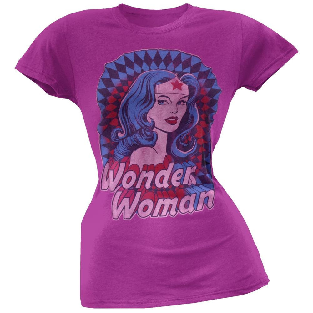 Wonder Woman - Psychedelic Portrait Juniors T-Shirt Juniors T-Shirts Wonder Woman   