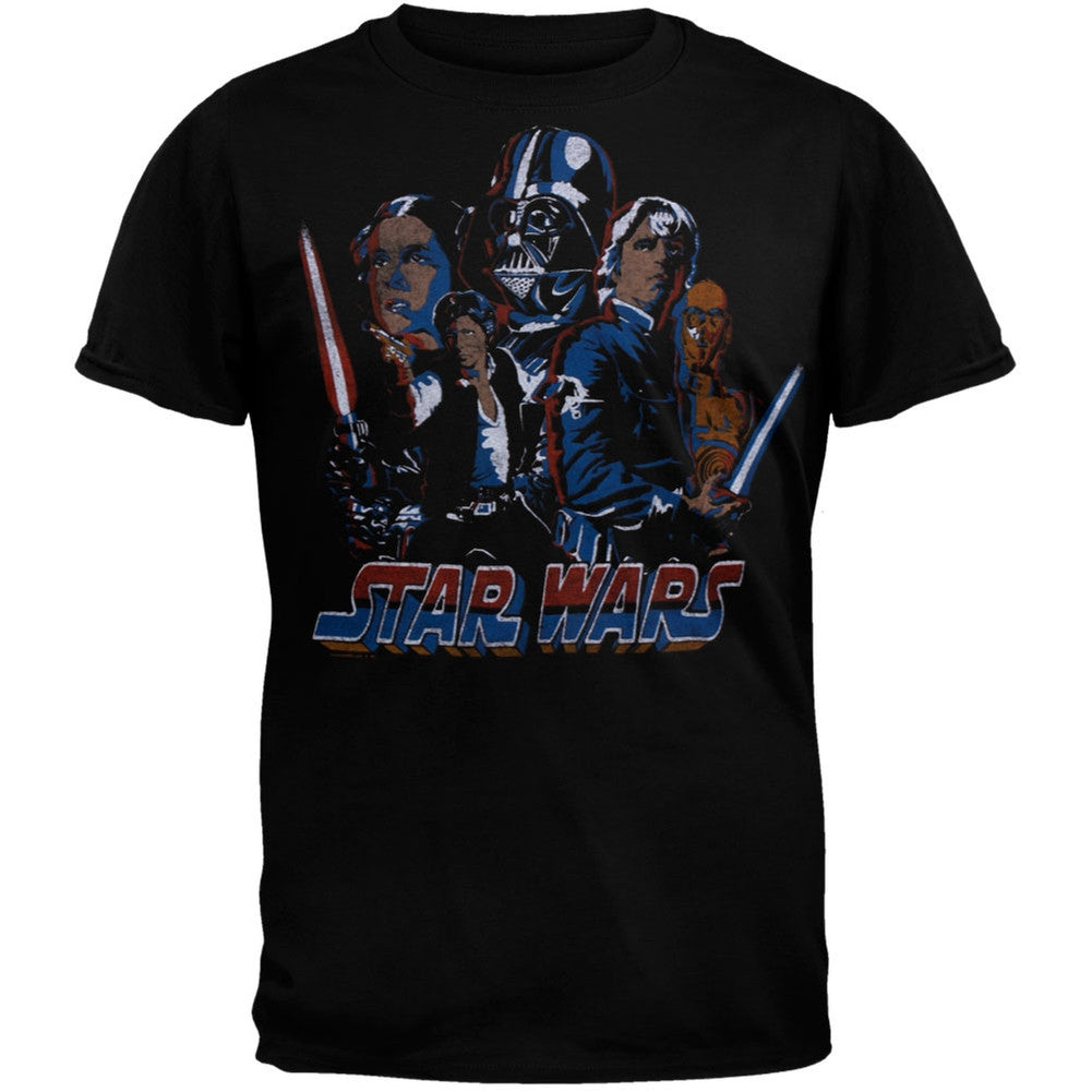 Star Wars - Retro Logo Soft T-Shirt Men's T-Shirts Star Wars SM Black 