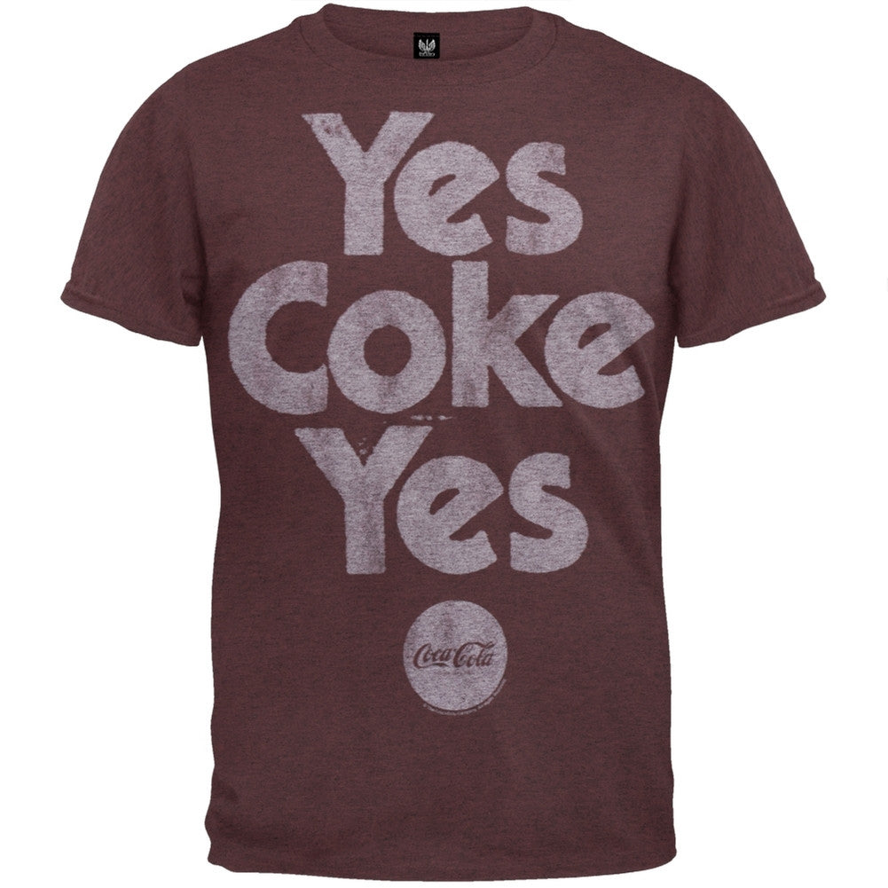 Coke - Yes Coke Yes Soft T-Shirt Men's T-Shirts Coca-Cola LG Maroon