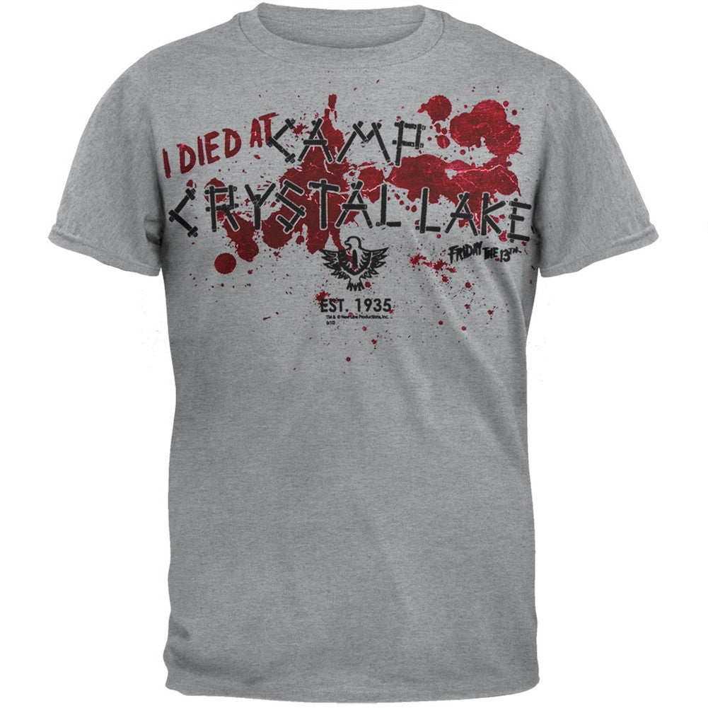 Friday The 13th - Camp Crystal Lake Grey Soft T-Shirt Men's T-Shirts Friday the 13th SM Grey 