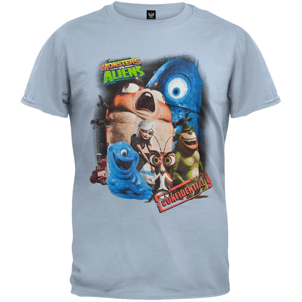 Monsters Vs. Aliens - Confidential Youth T-Shirt Youth T-Shirts Monsters vs. Aliens SM Light Blue 
