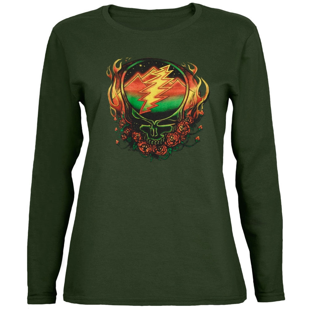 Grateful Dead - Scarlet SYF Dark Green Juniors Long Sleeve T-Shirt Juniors Long Sleeves Grateful Dead   