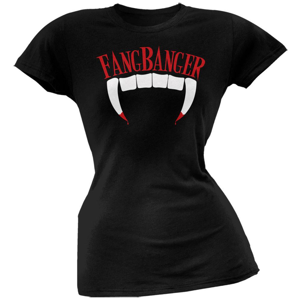 Halloween Fang Banger Juniors T-Shirt Juniors T-Shirts Old Glory LG Black 