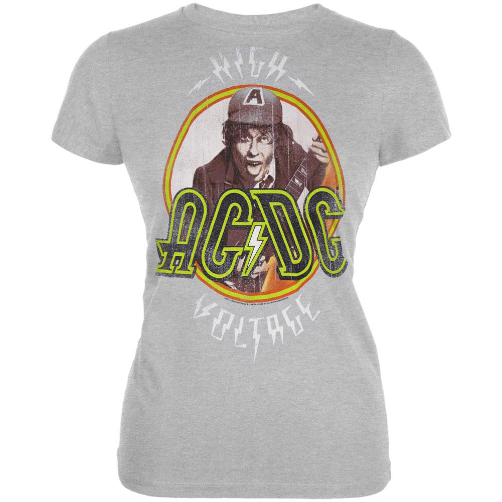 AC/DC - High Voltage Ladies T-Shirt Juniors T-Shirts AC/DC SM Grey 