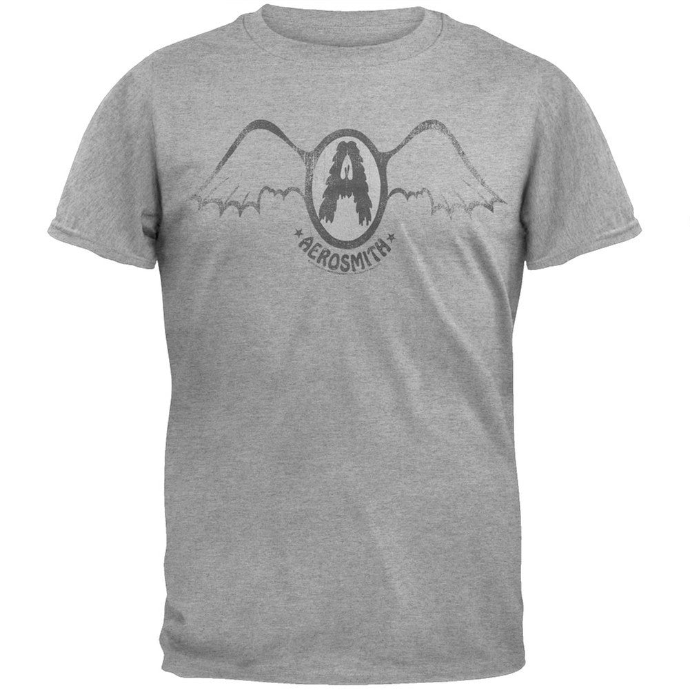 Aerosmith - Get Your Wings Distressed Print T-Shirt Men's T-Shirts Aerosmith SM Grey 