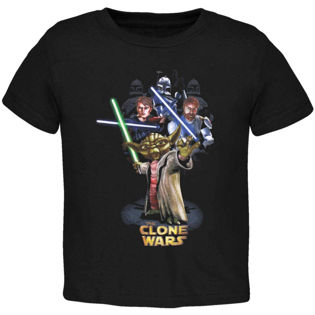 Star Wars - Clone Wars Yoda And Army Juvy T-Shirt Juvenile T-Shirts Star Wars: Clone Wars J4/5 Black 