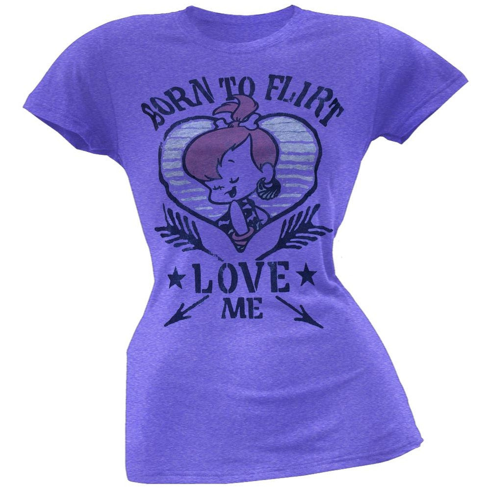 Flintstones - Born To Flirt Juniors T-Shirt Juniors T-Shirts Flintstones LG Purple