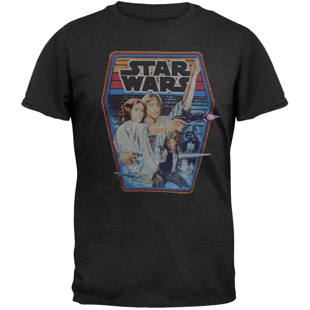 Star Wars - Distressed Retro Logo Soft T-Shirt Men's T-Shirts Star Wars SM Black 