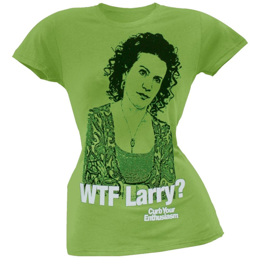 Curb Your Enthusiasm - WTF Larry Juniors T-Shirt Juniors T-Shirts Curb Your Enthusiasm SM Green