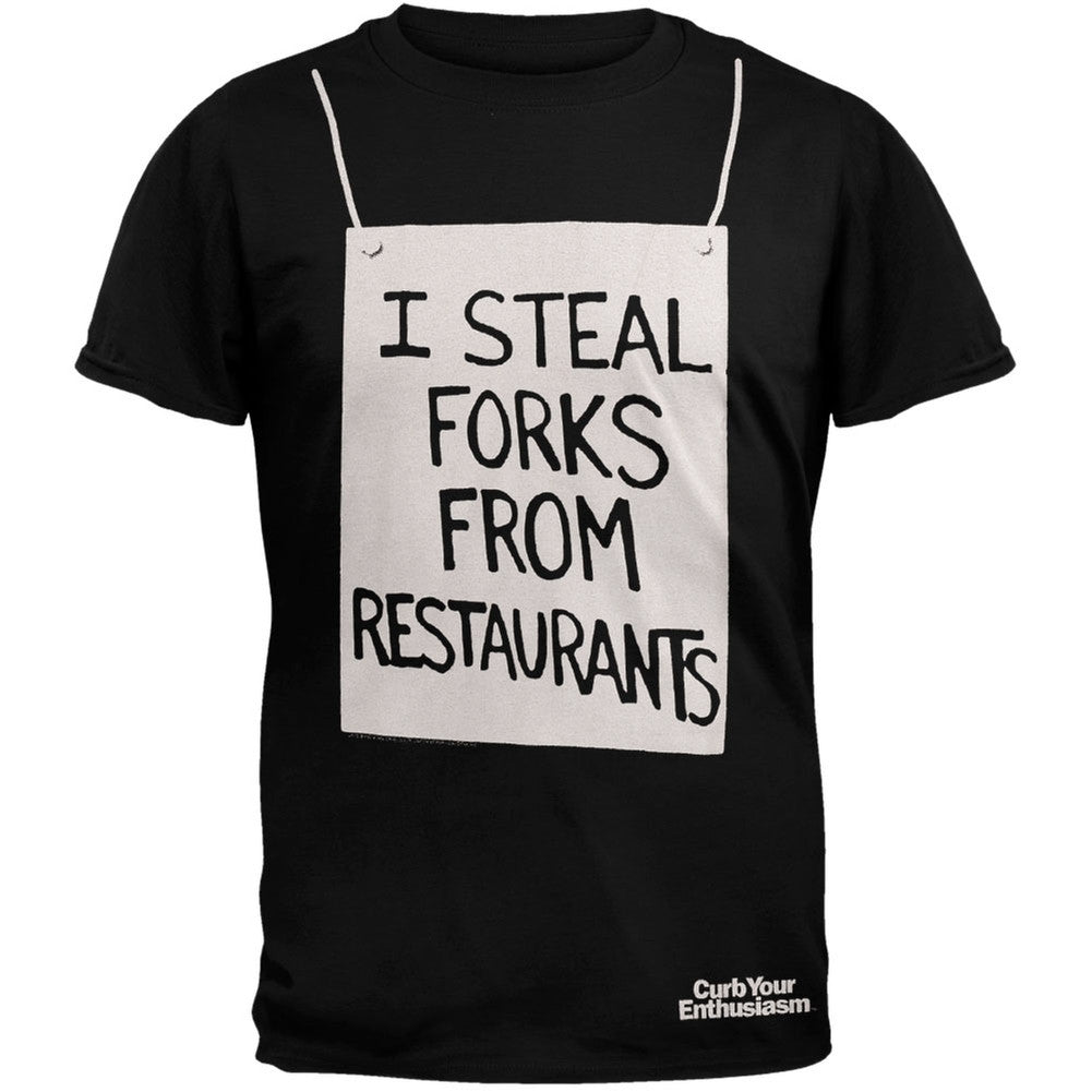 Curb Your Enthusiasm - I Steal Forks Soft T-Shirt Men's T-Shirts Curb Your Enthusiasm 2XL Black 