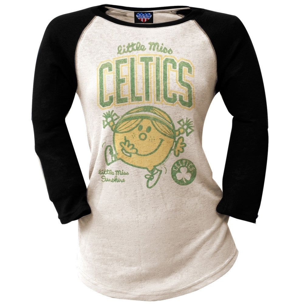 Little Miss NBA - Little Miss Celtics Juniors Raglan Juniors Raglans Boston Celtics SM White 