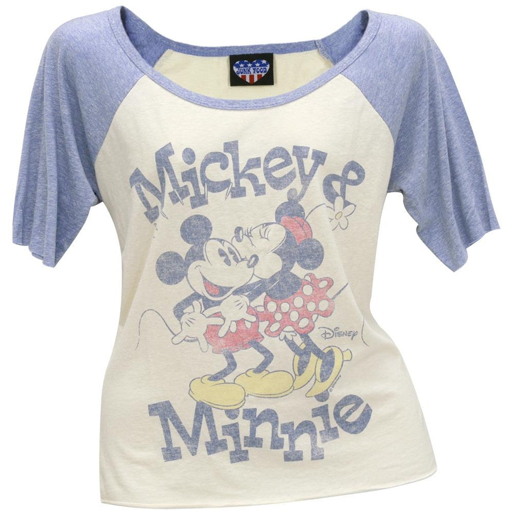 Mickey Mouse - Mickey & Minnie Juniors Raglan Juniors Raglans Mickey Mouse LG Off-White