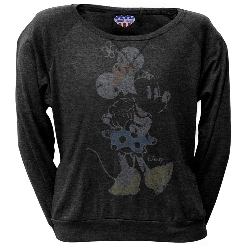 Minnie Mouse - Vintage Mouse Juniors Long Sleeve T-Shirt Juniors Long Sleeves Minnie Mouse MD Black