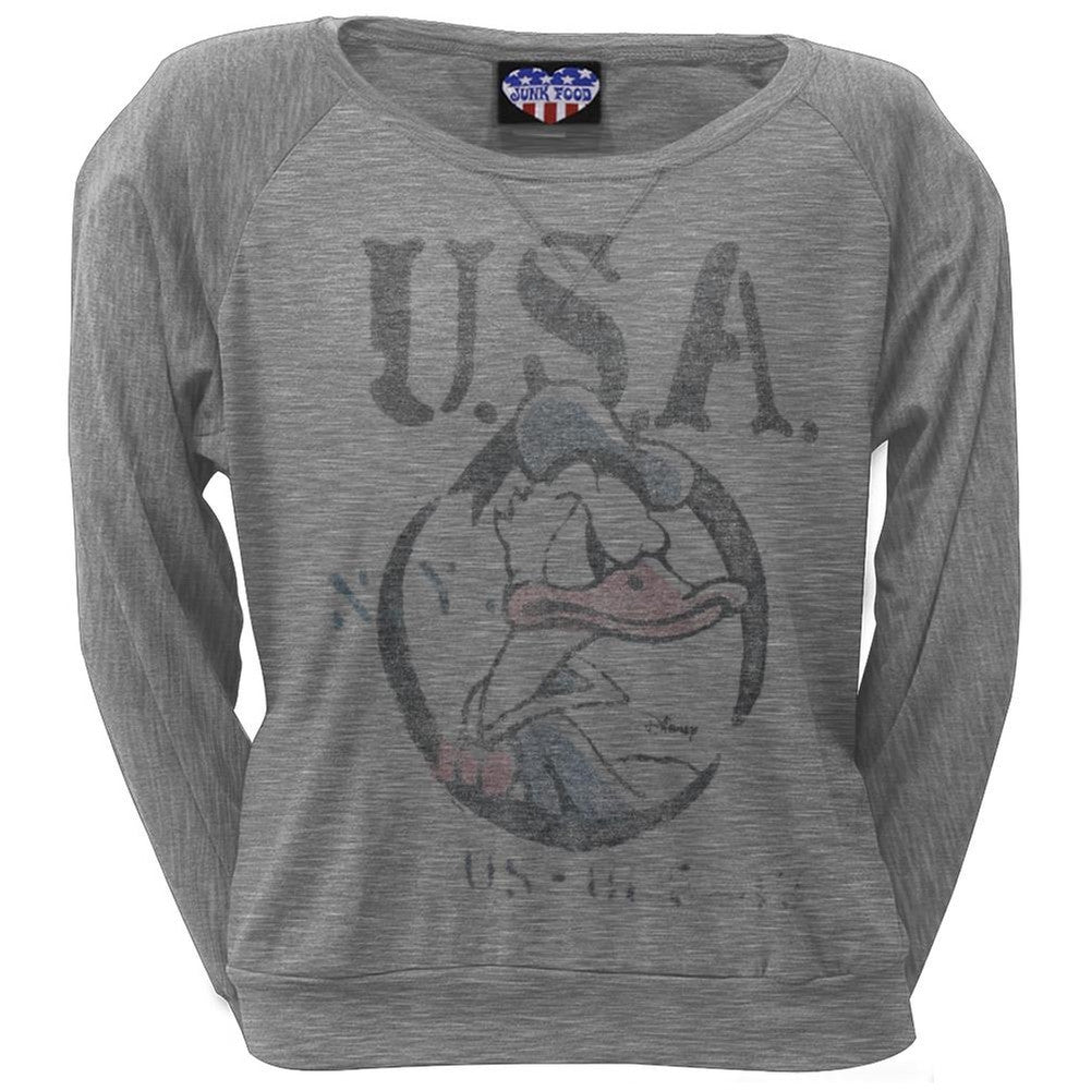 Donald Duck - USA Juniors Long Sleeve T-Shirt Juniors Long Sleeves Donald Duck LG Grey