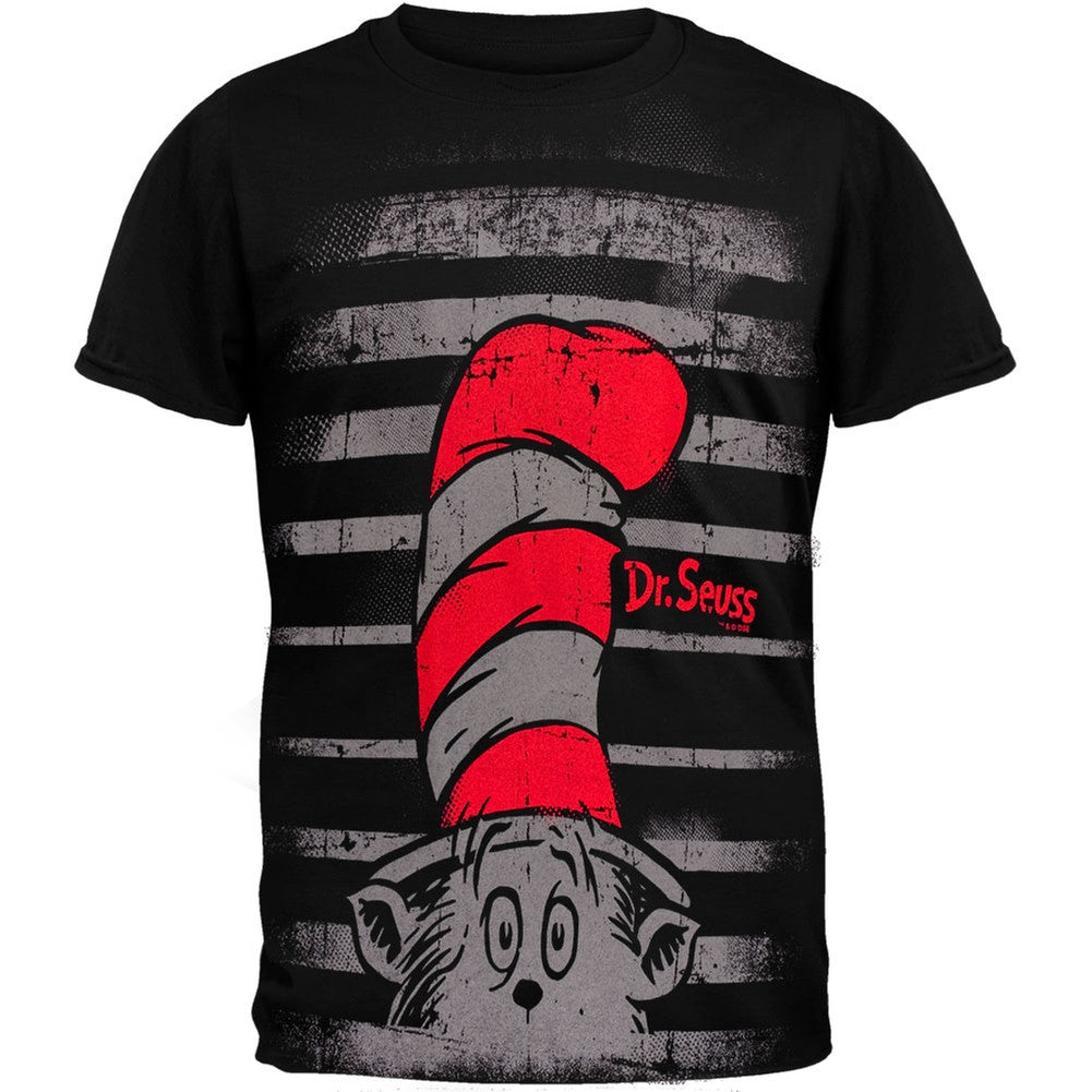 Dr. Seuss - Hat In The Shirt Black T-Shirt Men's T-Shirts Dr. Seuss SM Black 