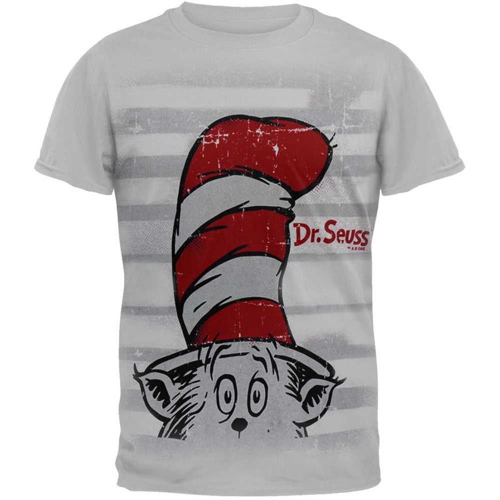 Dr. Seuss - Hat In The Shirt Grey Adult T-Shirt Men's T-Shirts Dr. Seuss SM Grey 