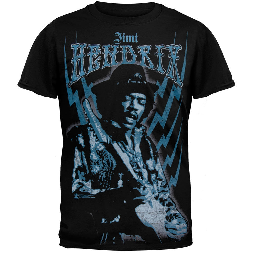 Jimi Hendrix - Bolts Jumbo Print Soft T-Shirt Men's T-Shirts Jimi Hendrix SM Black 