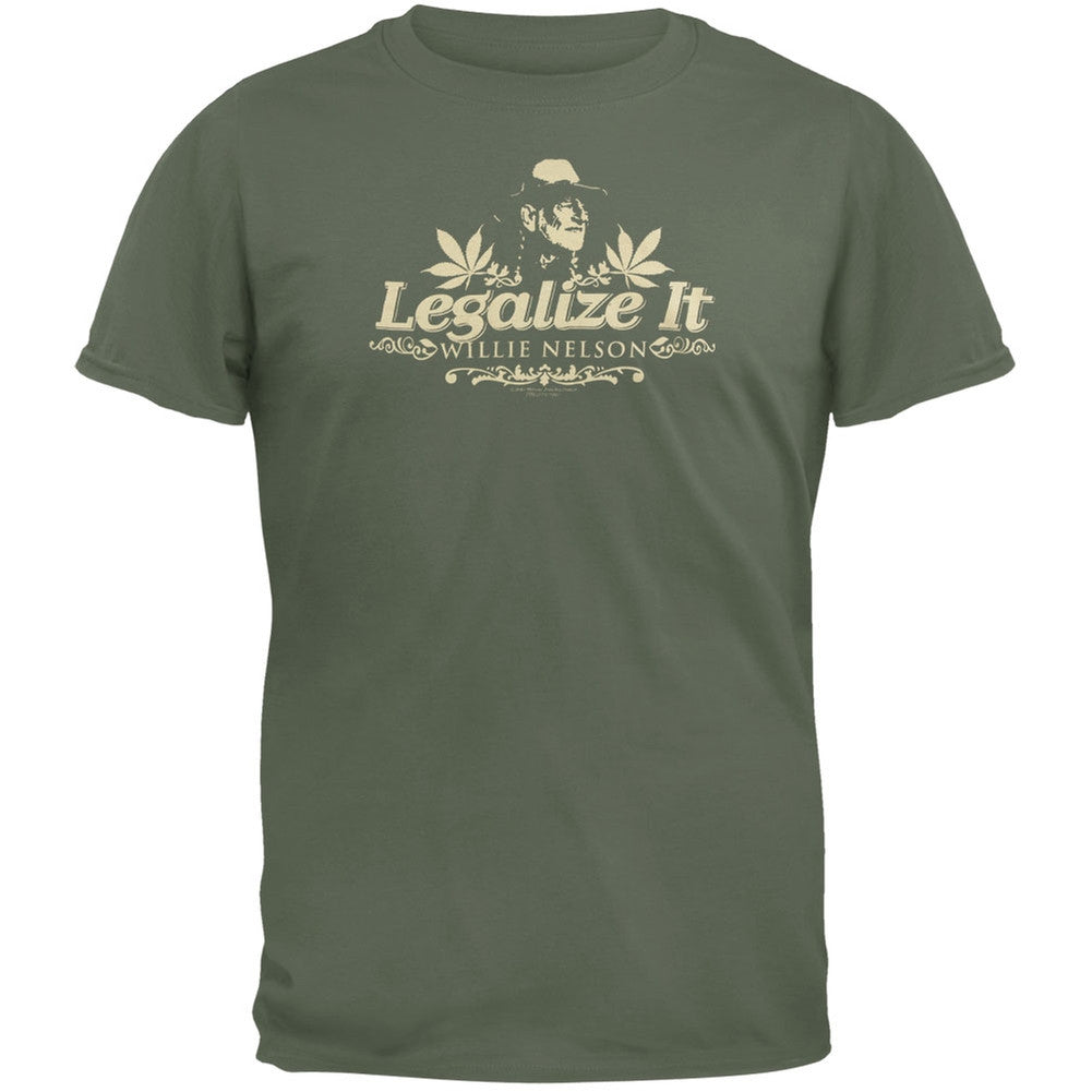 Willie Nelson - Legalize It Olive T-Shirt Men's T-Shirts Willie Nelson 2XL Olive 