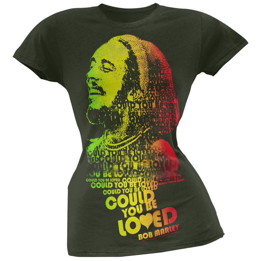 Bob Marley - Could You Be Loved Ladies T-Shirt Juniors T-Shirts Bob Marley SM Green 