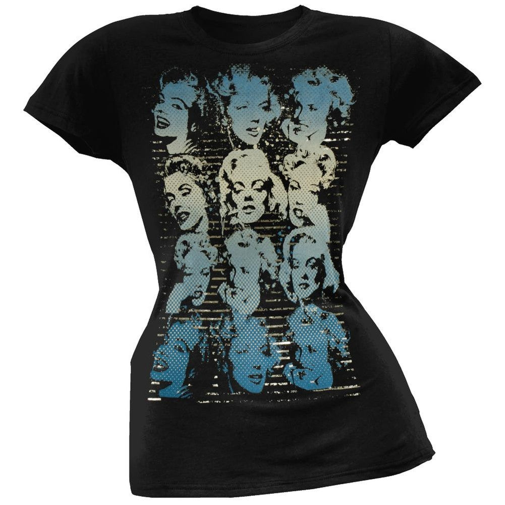 Marilyn Monroe - Many Faces Juniors T-Shirt Juniors T-Shirts Marilyn Monroe LG Black