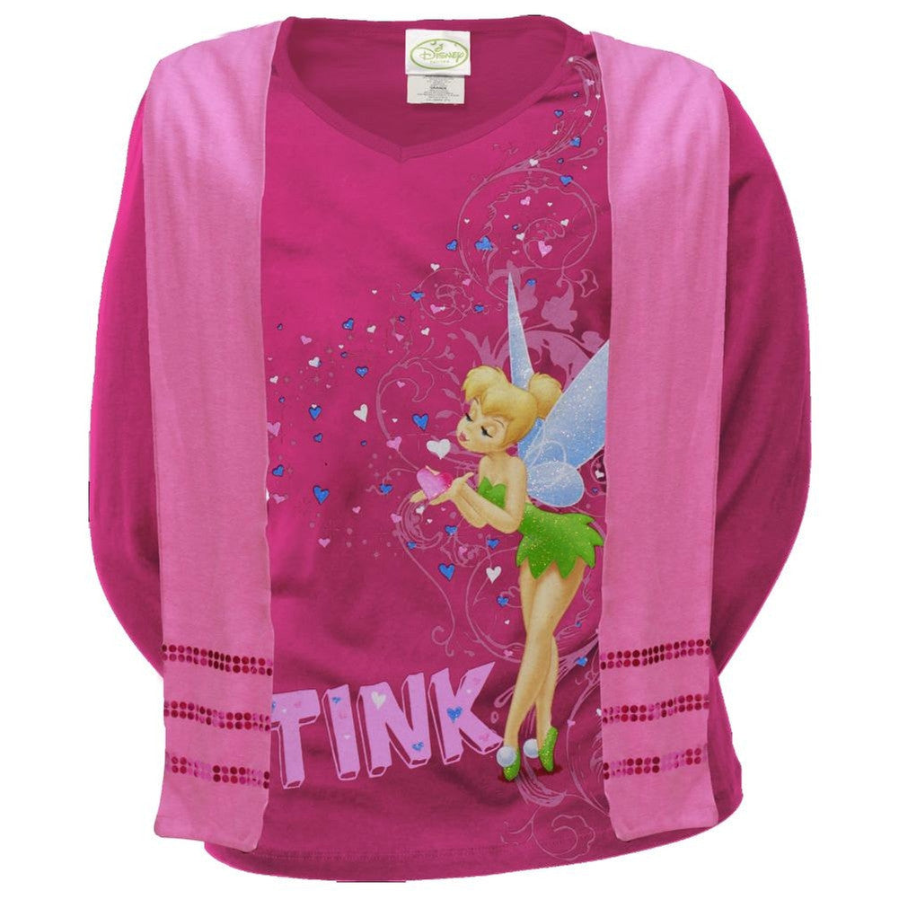 Tinkerbell - Tink Love Girls Youth Long Sleeve T-Shirt w/ Scarf Youth Long Sleeves Tinkerbell   