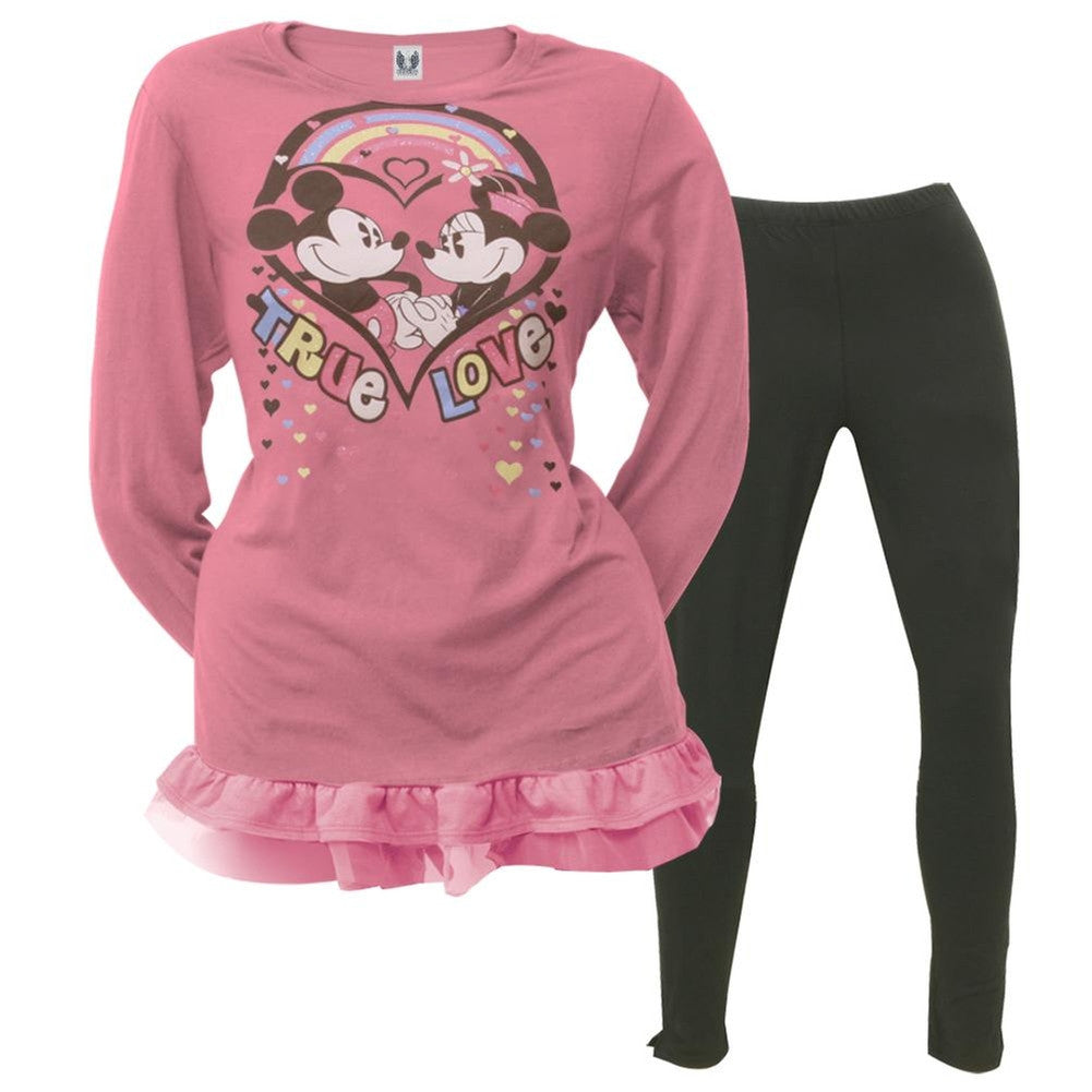 Disney - Classic Love Girls Youth Tunic Long Sleeve with Leggings Youth Sets Minnie Mouse   