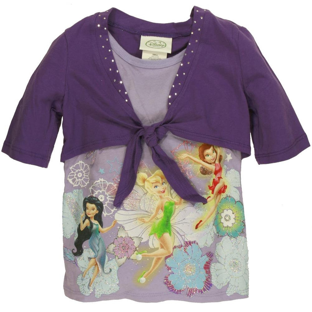 Disney Fairies - Fairy Fun Girls Juvy Shrug 2Fer Juvenile T-Shirts Disney Fairies LG Purple