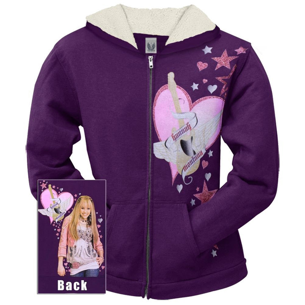 Hannah Montana - Guitar Heart Girls Youth Zip Hoodie Youth Hoodies Hannah Montana LG Purple 