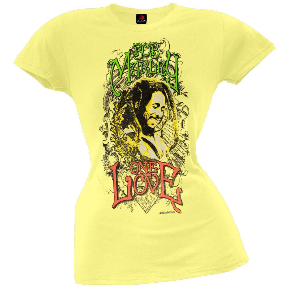 Bob Marley - One Love Dread Juniors T-Shirt Juniors T-Shirts Bob Marley SM Yellow