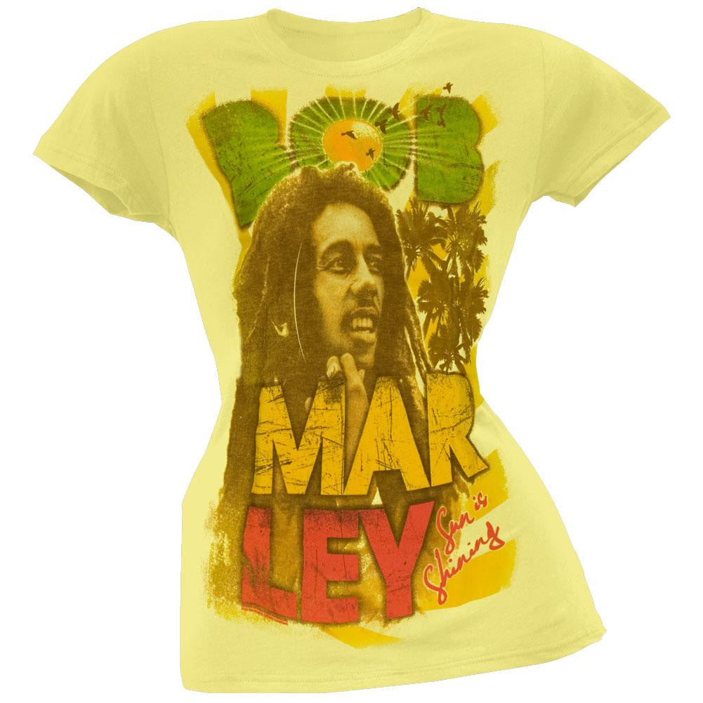 Bob Marley - Sun Is Shining Juniors T-Shirt Juniors T-Shirts Bob Marley SM Yellow 