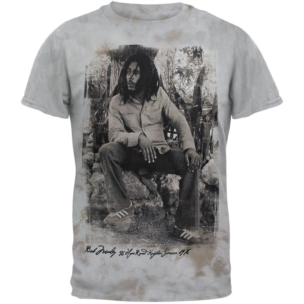 Bob Marley - Kingston Chemical Wash Soft T-Shirt Men's T-Shirts Bob Marley SM Grey 