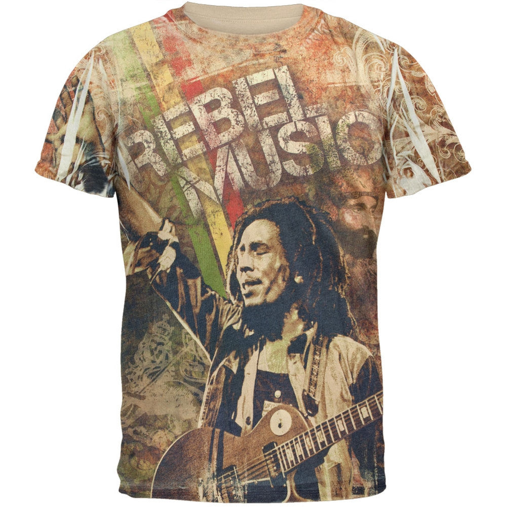 Bob Marley - Rebel Jumbo All Over Soft T-Shirt Men's T-Shirts Bob Marley SM Multi 