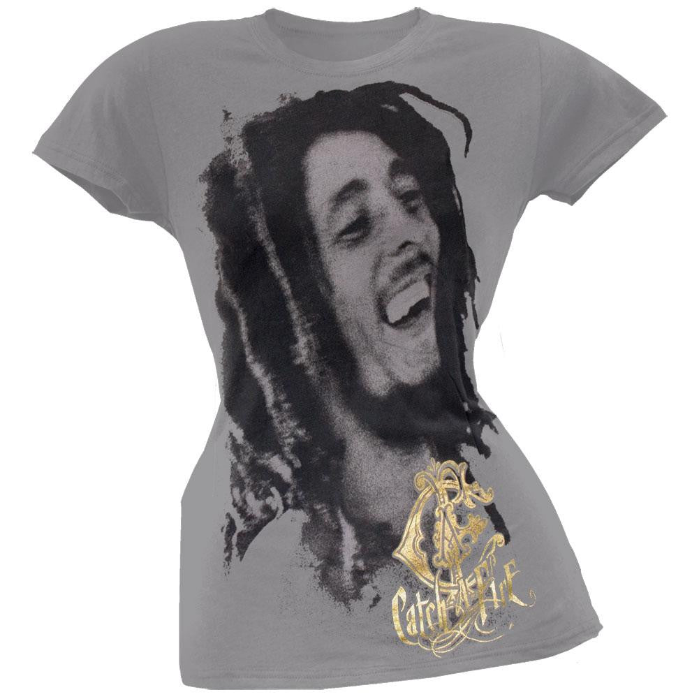 Bob Marley - Smile Juniors Grey T-Shirt Juniors T-Shirts Bob Marley SM Grey