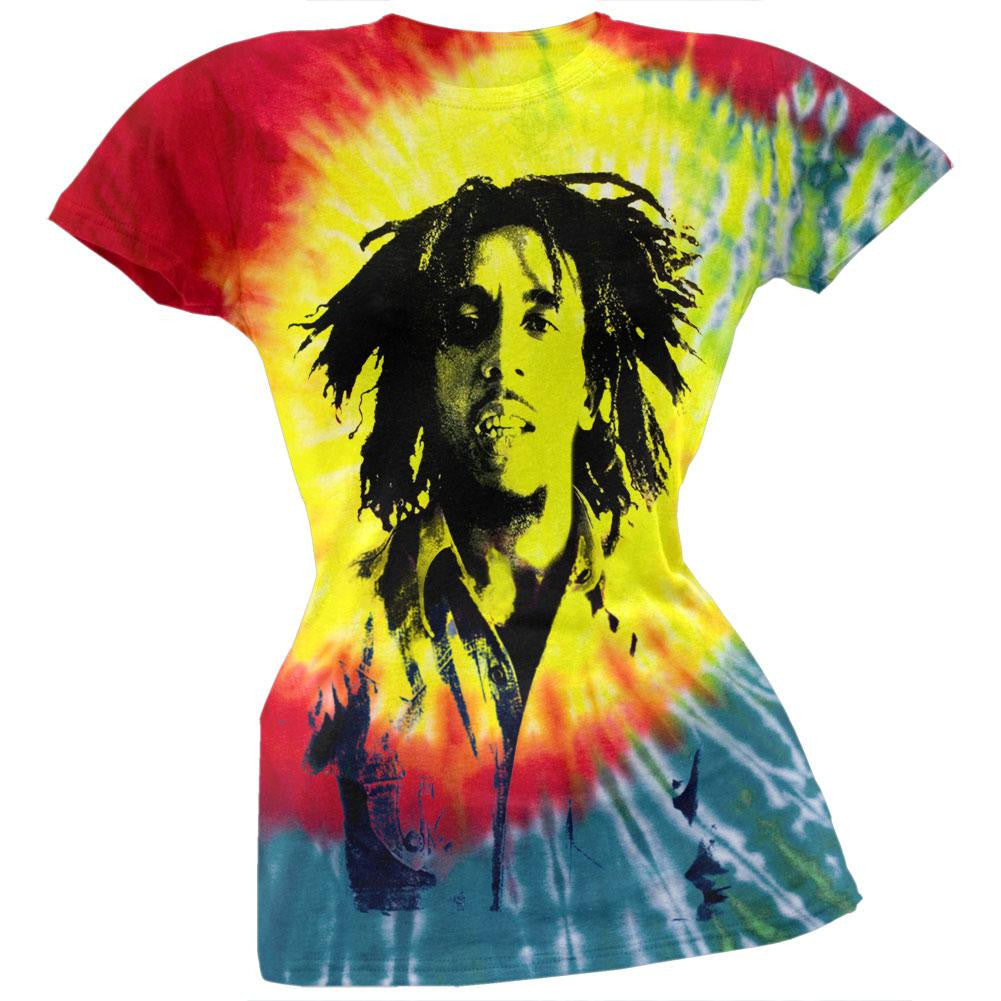 Bob Marley - Sepia Tie Dye Juniors T-Shirt Juniors T-Shirts Bob Marley SM Multi 