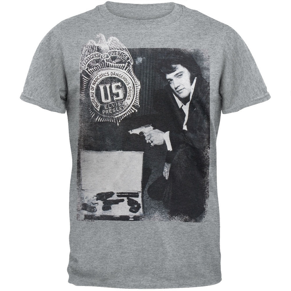 Elvis Presley - Badge Soft T-Shirt Men's T-Shirts Elvis Presley 2XL Grey 