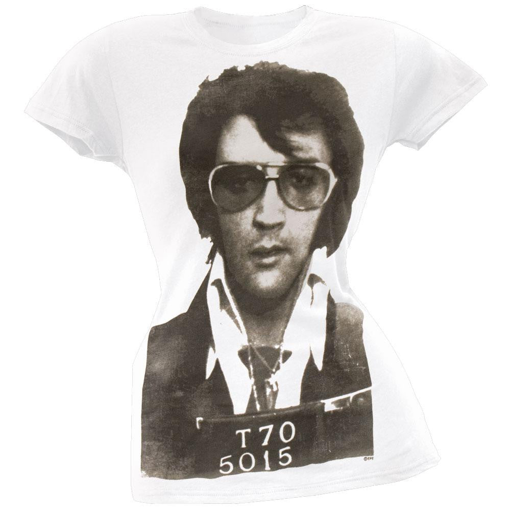 Elvis Presley - Mugshot Juniors T-Shirt Juniors T-Shirts Elvis Presley SM White 