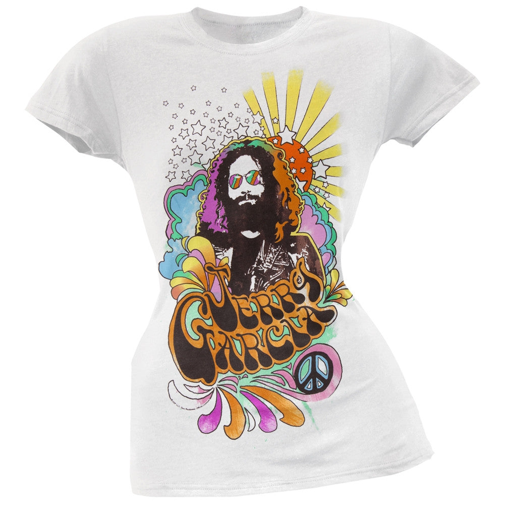 Jerry Garcia - Sunburst Juniors T-Shirt Juniors T-Shirts Jerry Garcia SM White