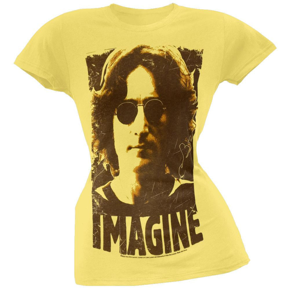 John Lennon - Imagine Juniors T-Shirt Juniors T-Shirts John Lennon MD Yellow 