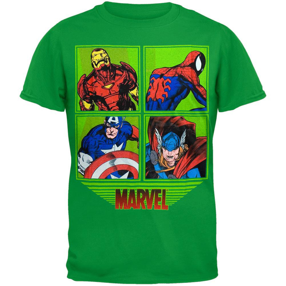 Marvel Heroes - Framed Characters Youth T-Shirt Youth T-Shirts Marvel LG Green 