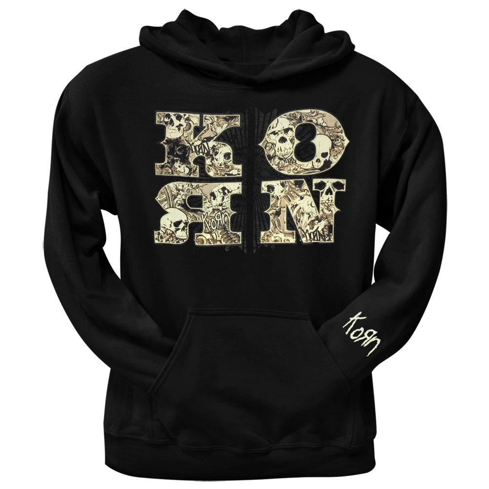 Korn - Skull & Letter Hoodie Men's Hoodies Korn SM Black 