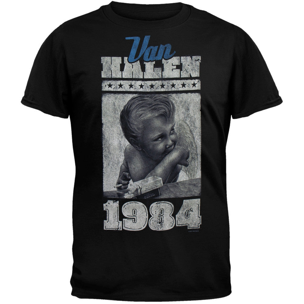 Van Halen Vintage Smoking Angel Mens T Shirt Men's T-Shirts Van Halen   