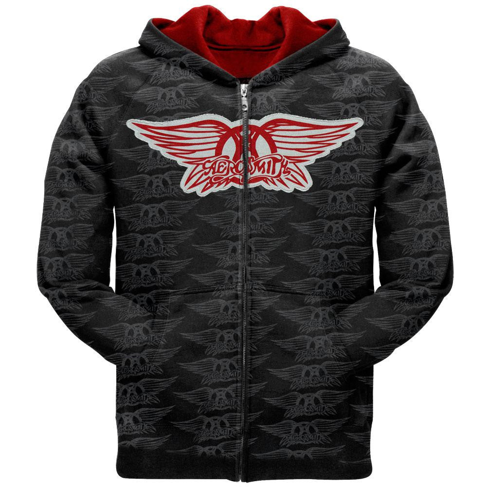 Aerosmith - Rockin Zip Hoodie Men's Hoodies Aerosmith SM Black 