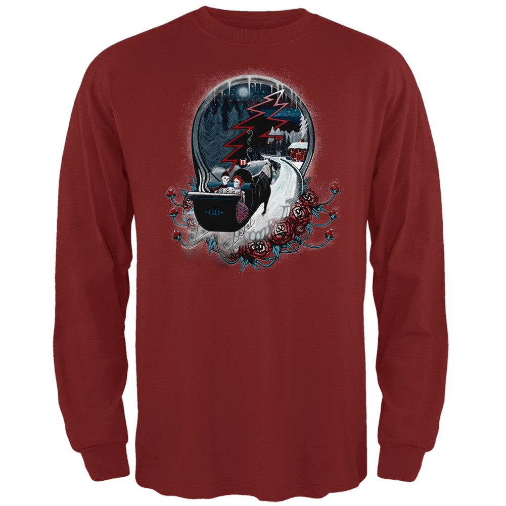 Grateful Dead - Christmas Winter Skeleton Sleigh Steal Your Face Long Sleeve T-Shirt Men's Long Sleeves Grateful Dead