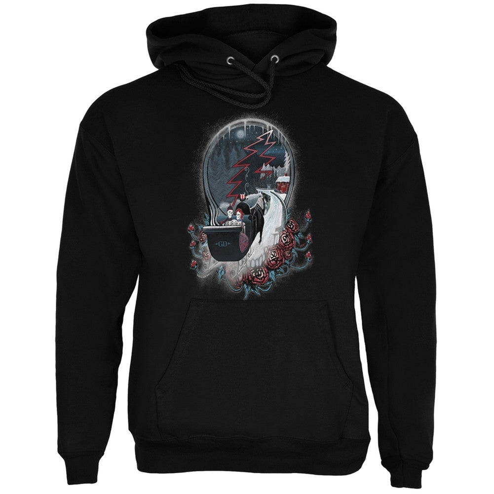 Grateful Dead - Christmas Winter Skeleton Sleigh Steal Your Face Pullover Hoodie Men's Hoodies Grateful Dead