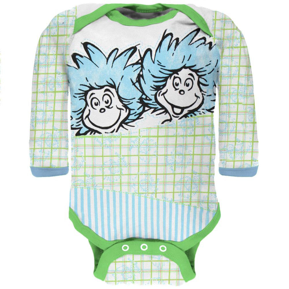 Dr. Seuss - Fun Things Long Sleeve Baby One Piece Baby One Piece Dr. Seuss 0-3M Green 