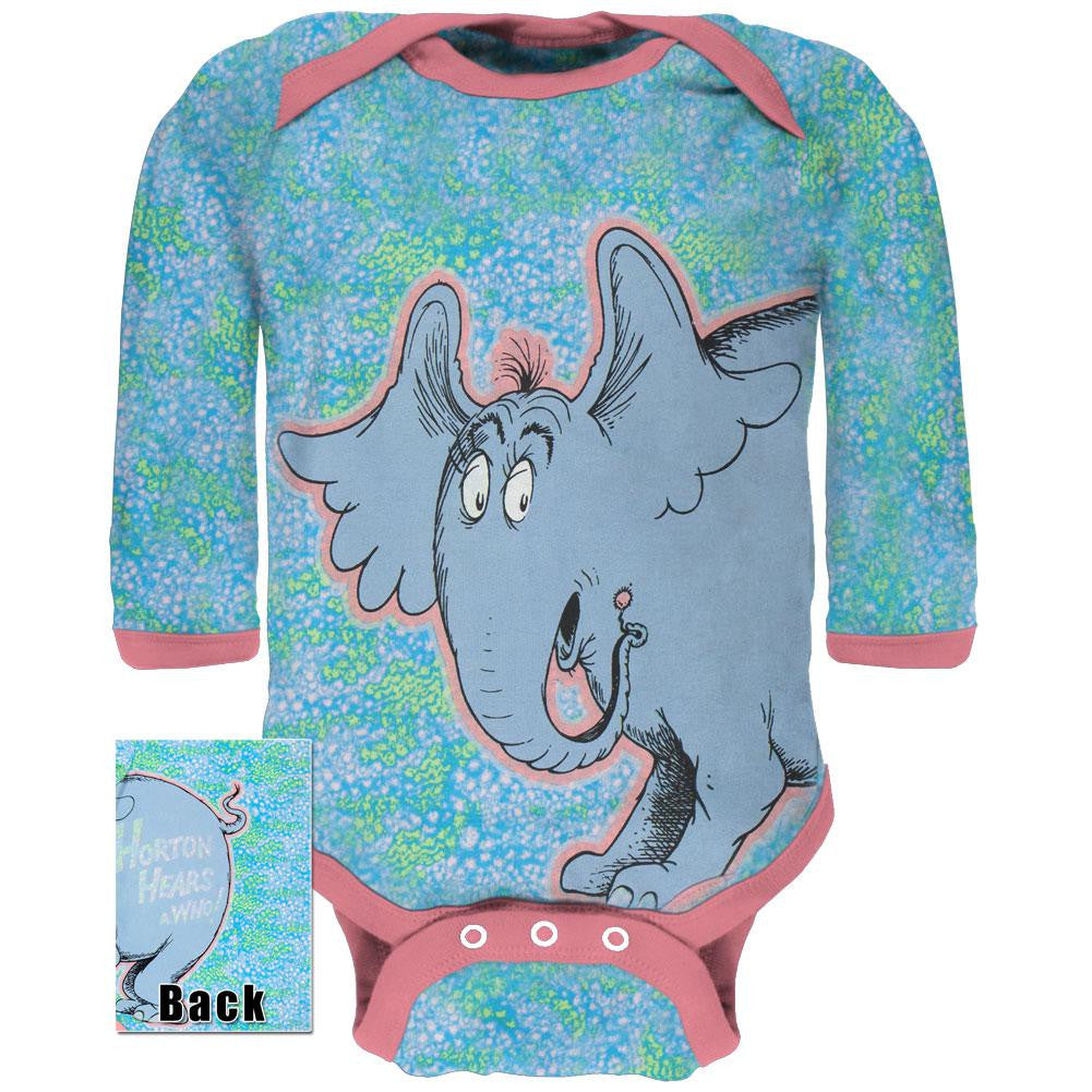 Dr. Seuss - All Around Horton Long Sleeve Baby One Piece Baby One Piece Dr. Seuss 0-3M Blue 