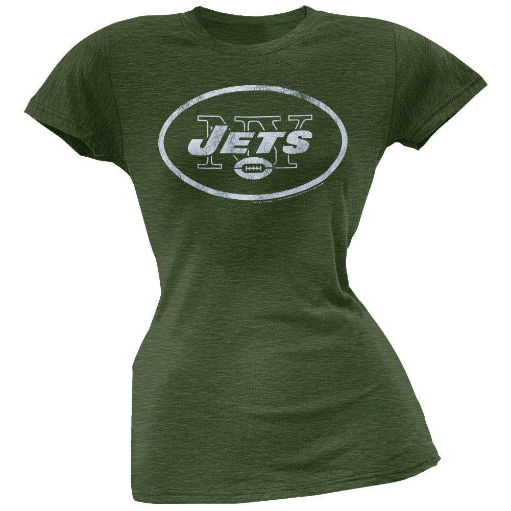 New York Jets - Vintage Logo Green Juniors T-Shirt Juniors T-Shirts New York Jets SM Green 